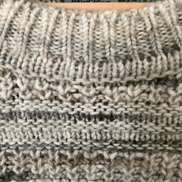 Chunky Knit Cotton Wool Blend Crew Neck Pullover Sweater Large - Picture 8 of 9